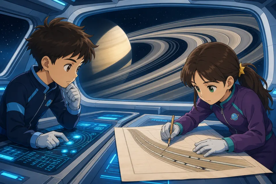 Matteo e Giulia osservano la nave Orizzonte nella stazione scientifica