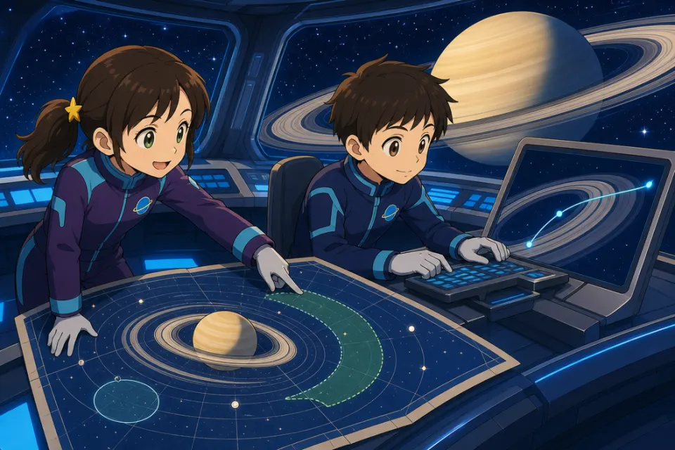 Matteo e Giulia osservano la nave Orizzonte nella stazione scientifica